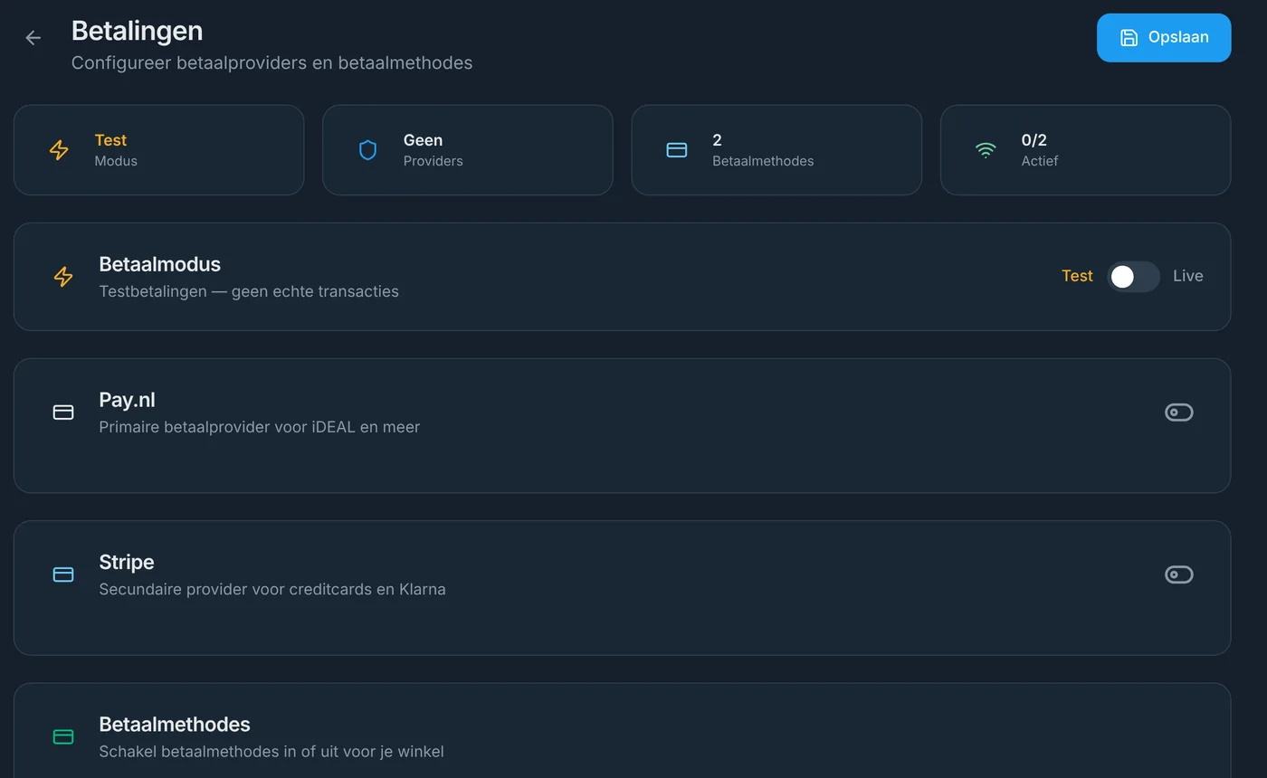 Instellingen voor betaalproviders