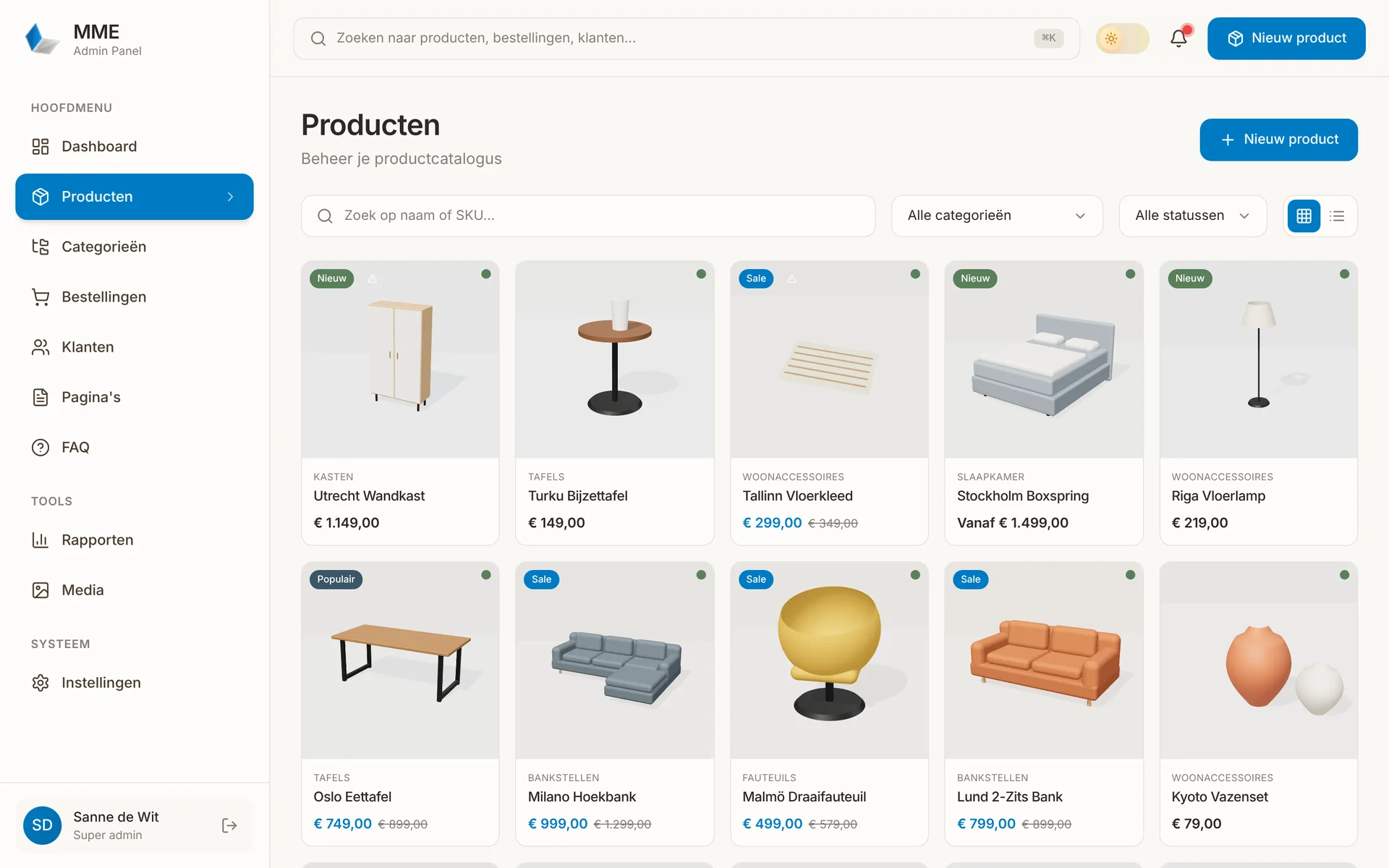 Producten in MME v6